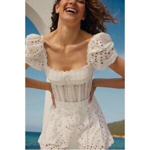 Charo Ruiz Ella Broderie Anglaise Cotton-blend Top In White